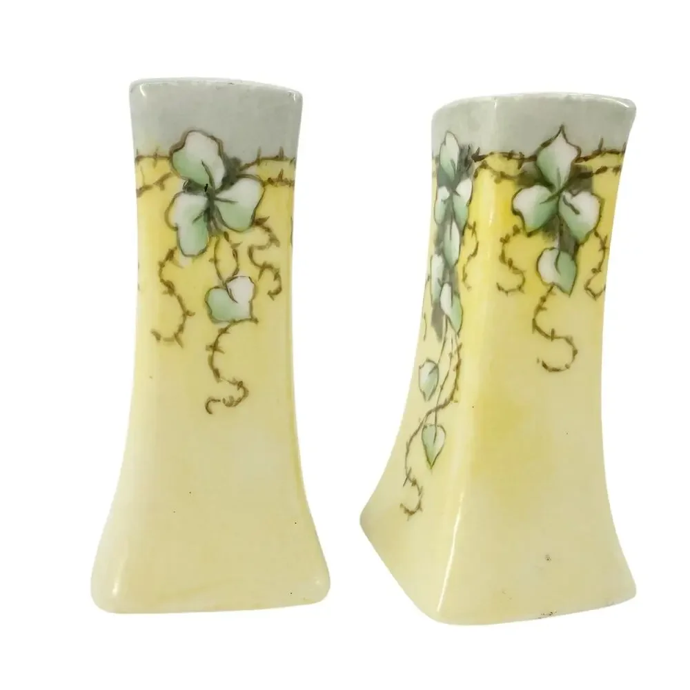 vintage yellow & pale blue green ivy Salt & Pepper Shakers Bavaria kitchenware